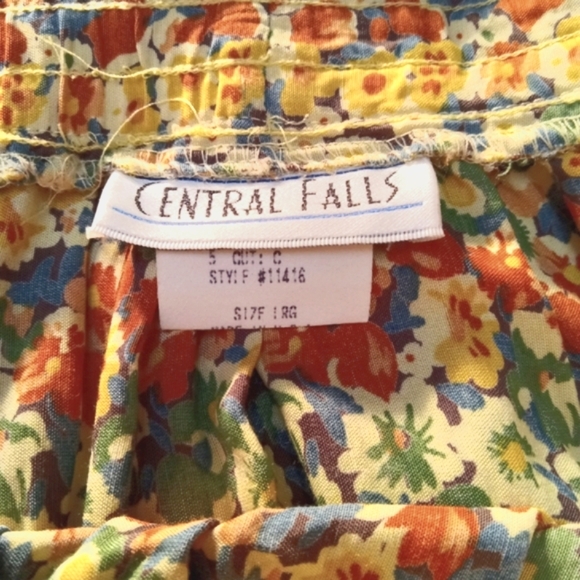 Central Falls Skirt Top Set Pull on Midi Wm Lg Button Up Yellow Floral Summer - Picture 4 of 16